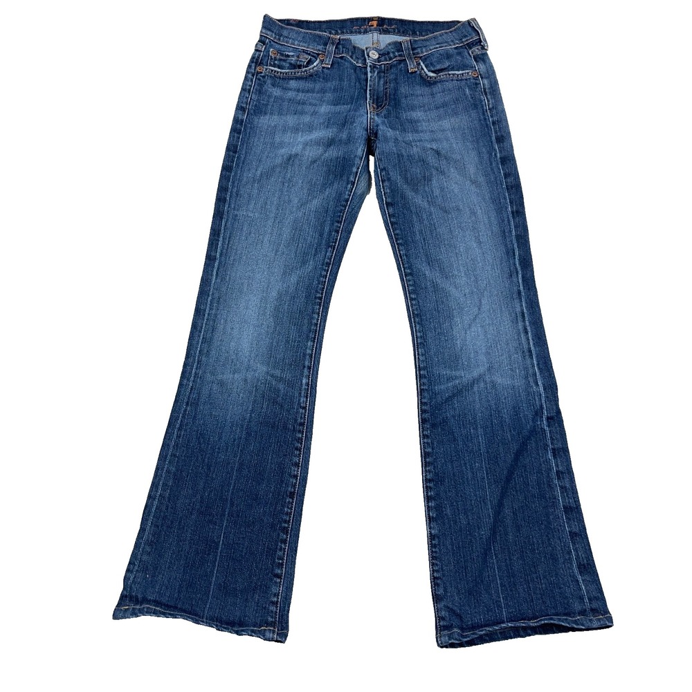 7 For All Mankind Jeans Women 27 Bootcut Low Rise Med Wash Faded Stretch